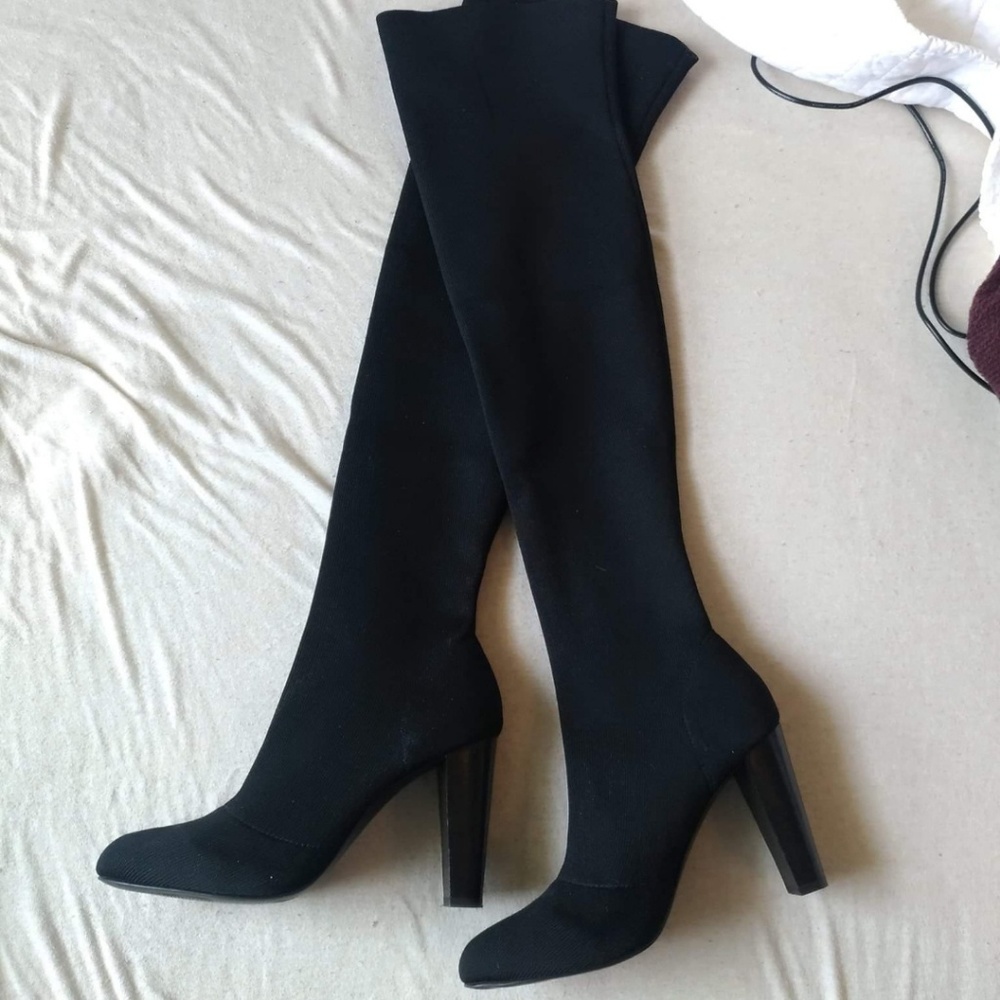 Over-the-knee sock boots, size 7